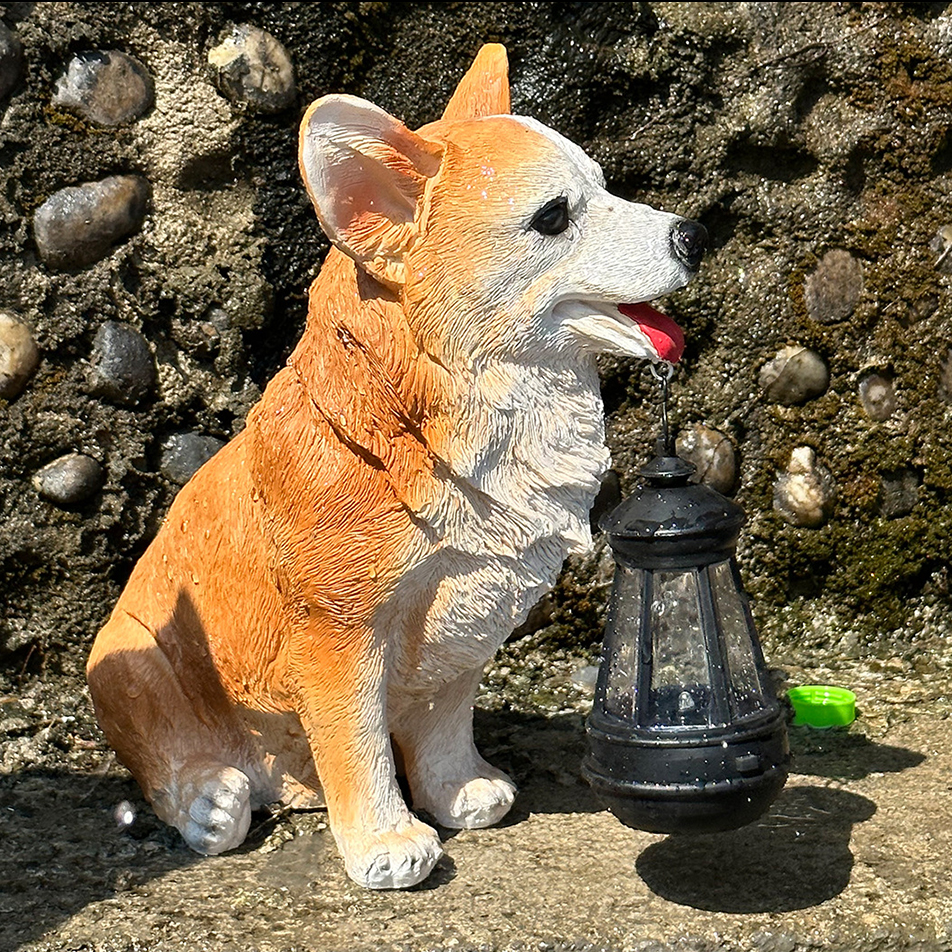 Puppy Statue Lantern Light Ornament