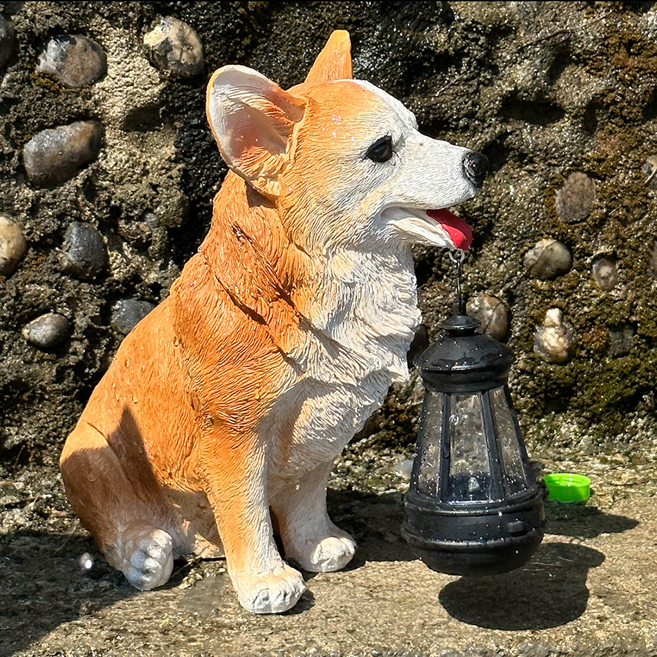 Puppy Statue Lantern Light Ornament