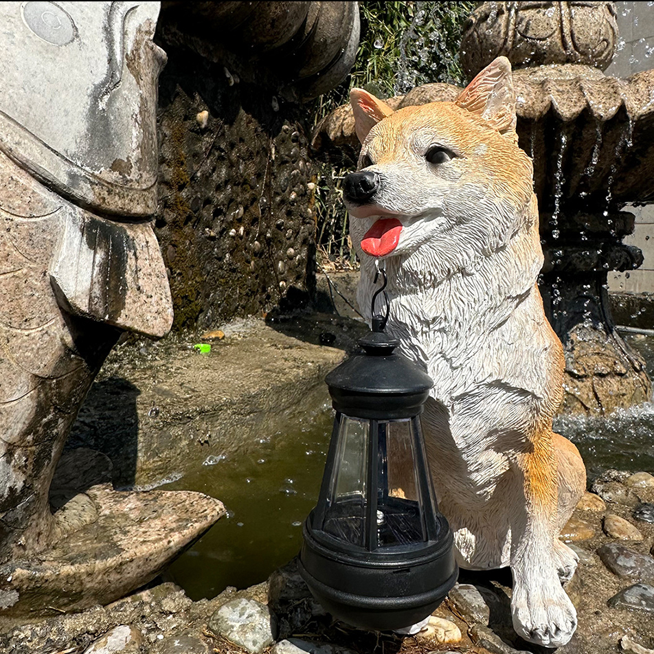 Puppy Statue Lantern Light Ornament