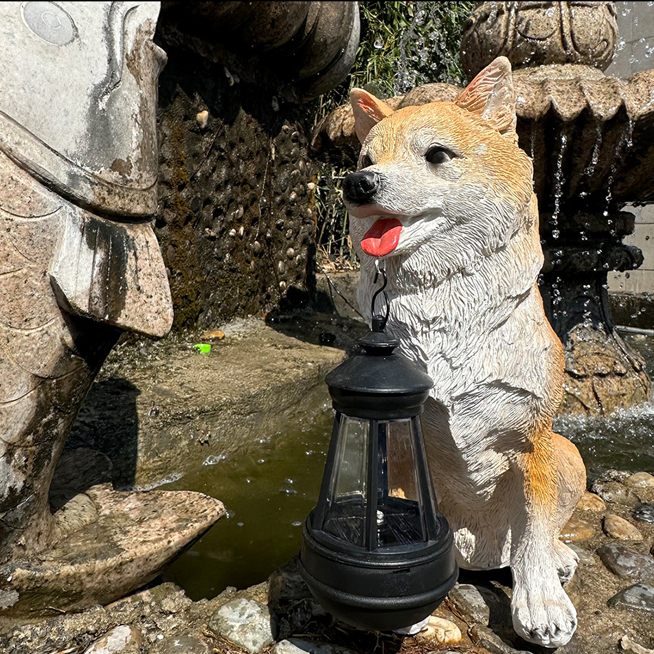 Puppy Statue Lantern Light Ornament