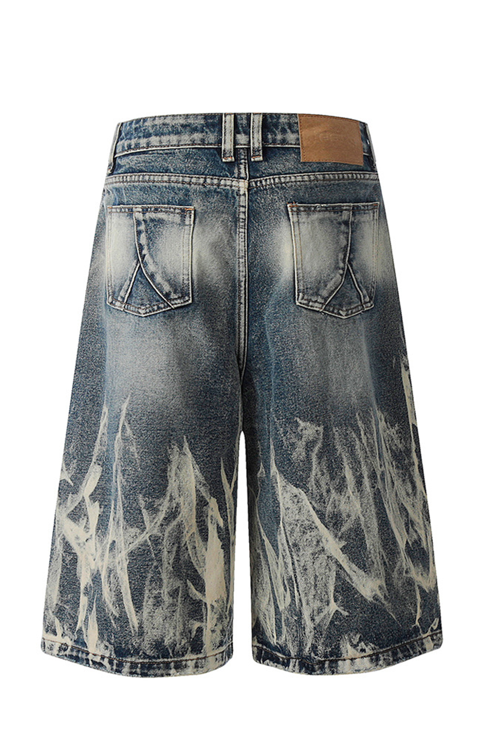 Wash Denim Shorts Tie-Dye Loose Men Knee Shorts