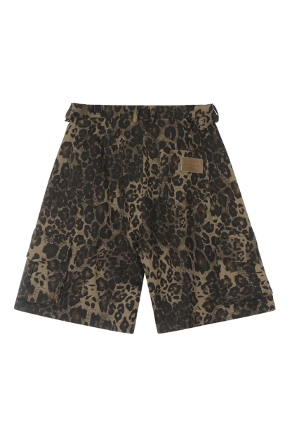 Cargo Shorts Leopard Loose Men Knee Denim Shorts