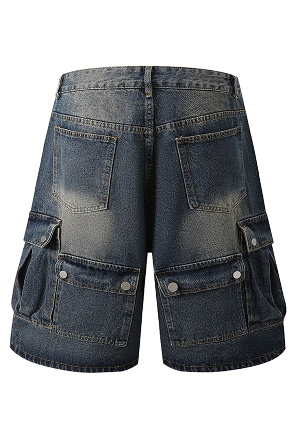 Wash Denim Cargo Shorts Loose Men Knee Shorts