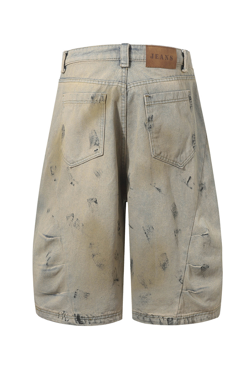 Wash Denim Shorts Loose Men Calf-Length