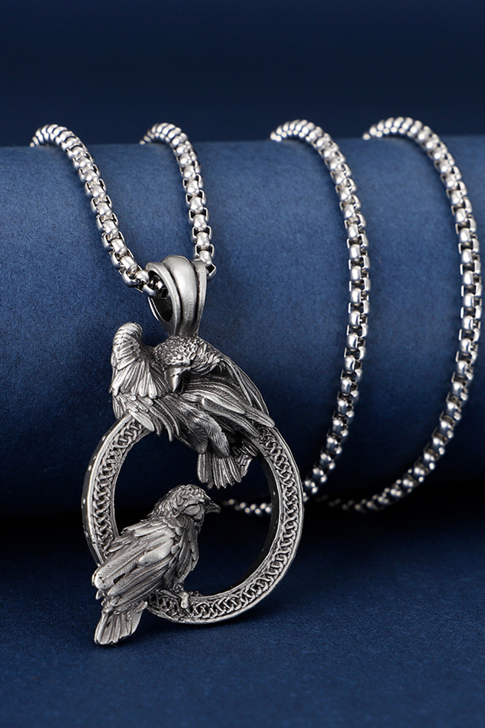 Vintage Gothic Hip Hop Punk Crow Pendant Necklace for Men