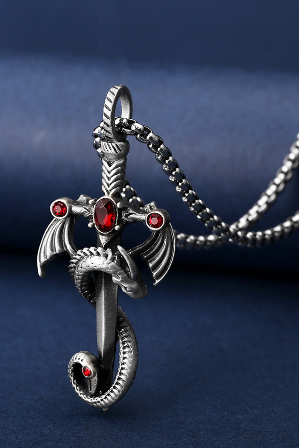 Vintage Gothic Hip Hop Punk Dragon Pendant Necklace for Men