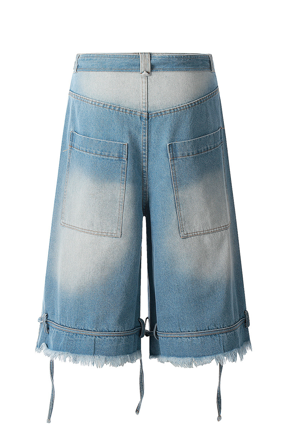 Wash Denim Tassels Hole Shorts Loose Men Knee Shorts