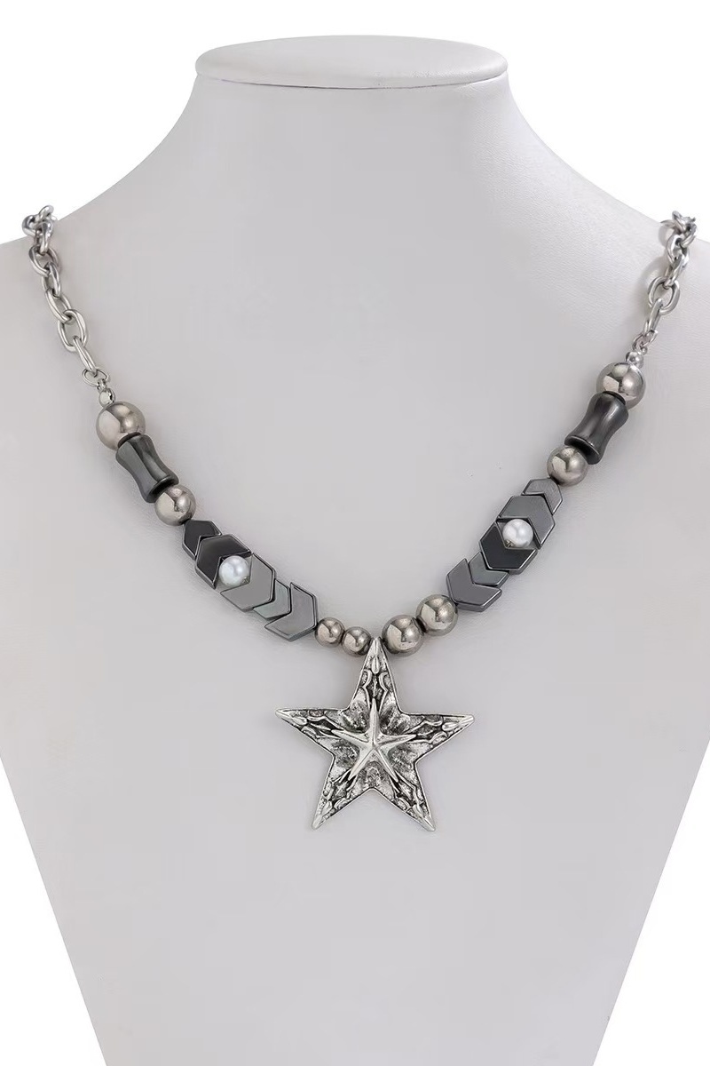 Vintage Gothic Hip Hop Punk Star Pendant Necklace for Men