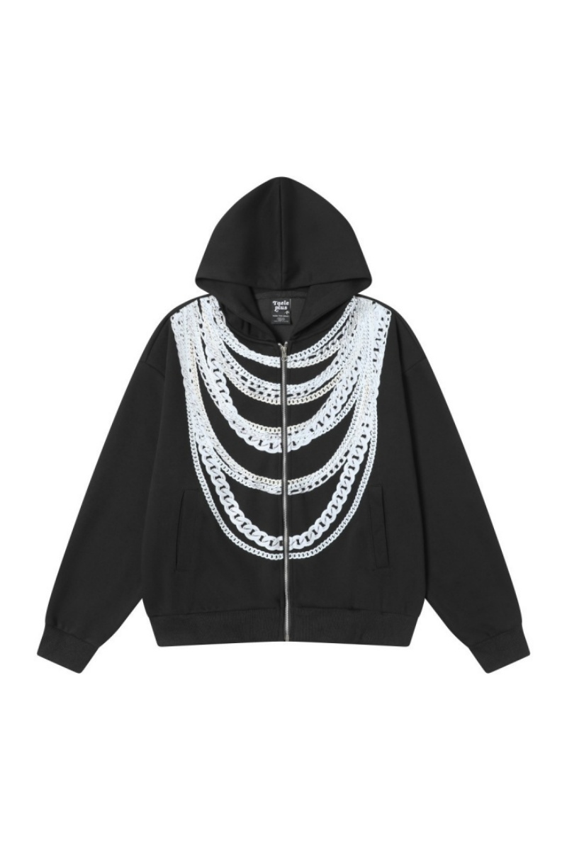 Chain Print Hip Hop Hoodie Street Hoodie Jacket