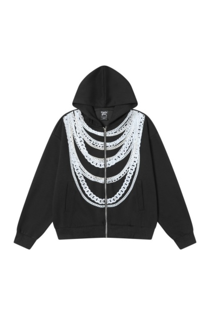Chain Print Hip Hop Hoodie Street Hoodie Jacket