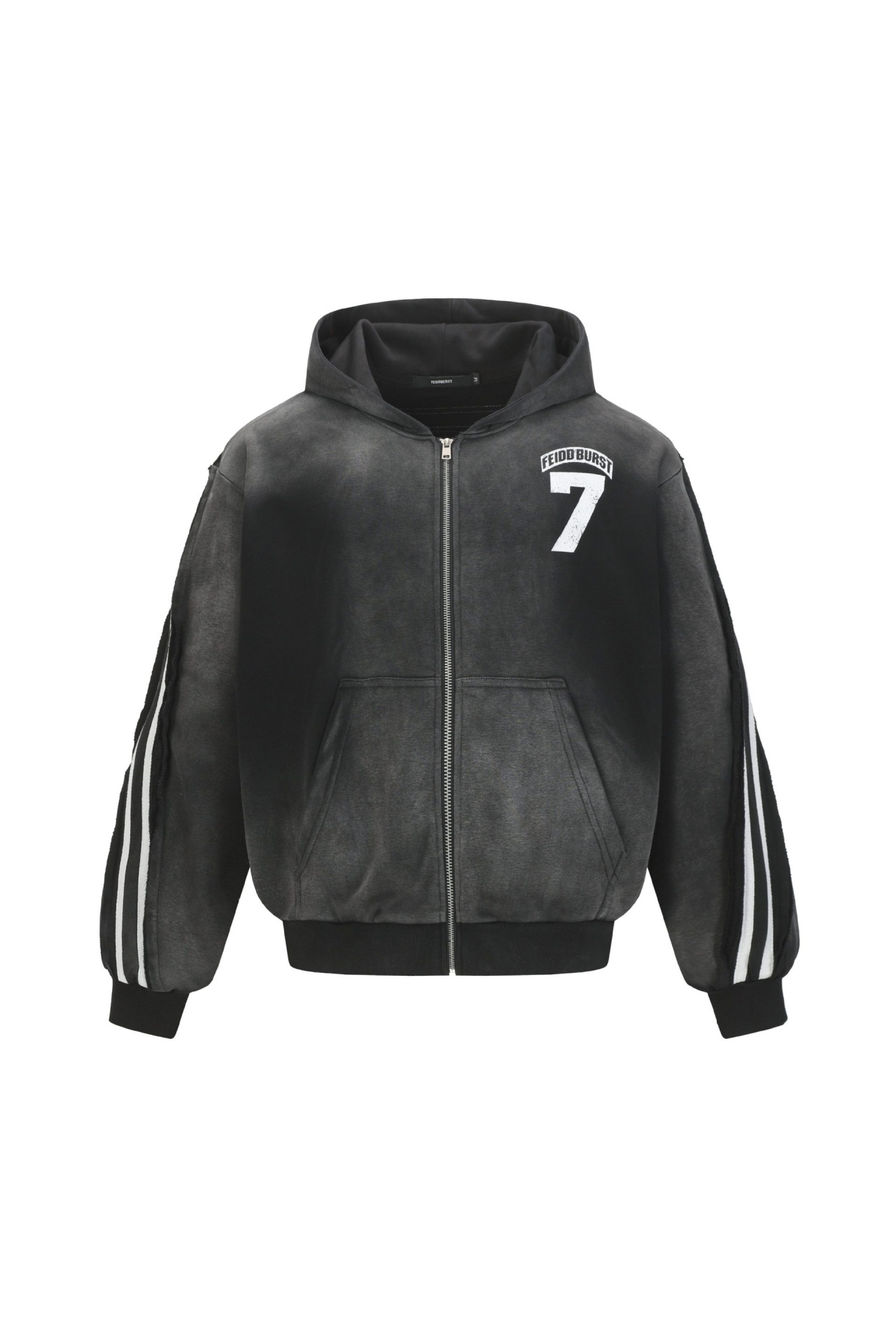Hoodie Jacket Black Tie Dye Zip up Hoodie Long Sleeve 