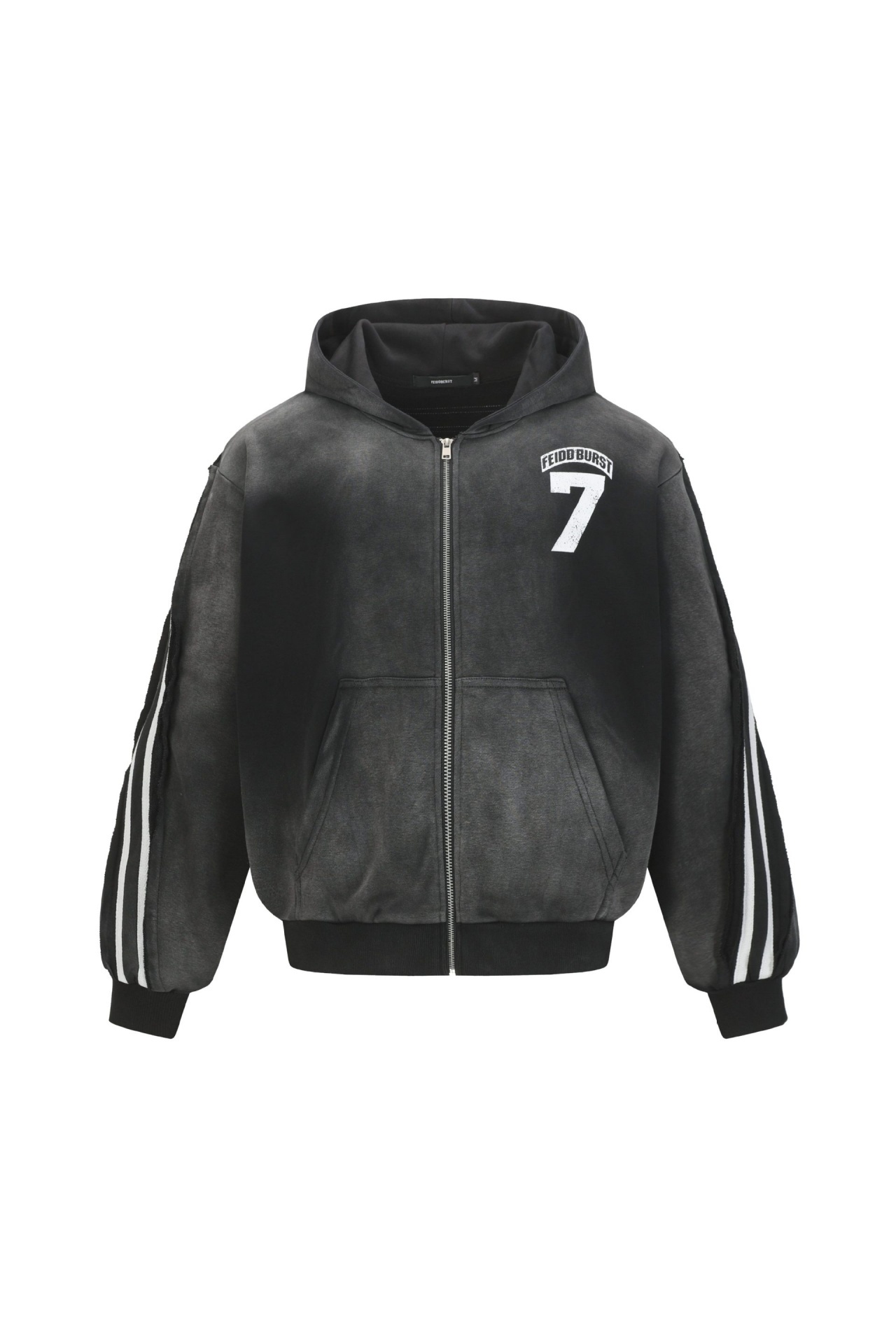 Hoodie Jacket Black Tie Dye Zip up Hoodie Long Sleeve