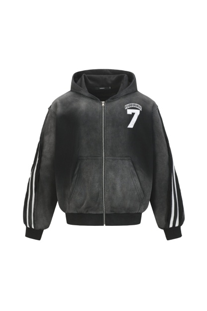 Hoodie Jacket Black Tie Dye Zip up Hoodie Long Sleeve 