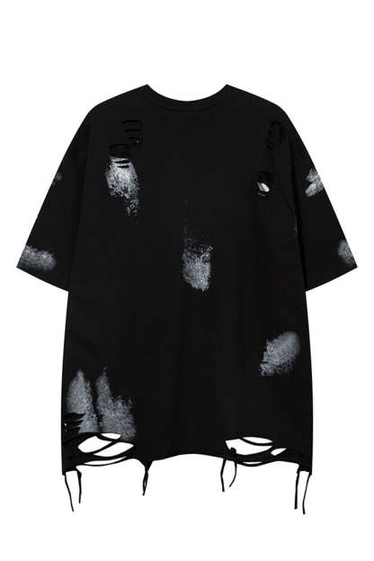 Letter Ripped Chain Vacation Street Tee For Men