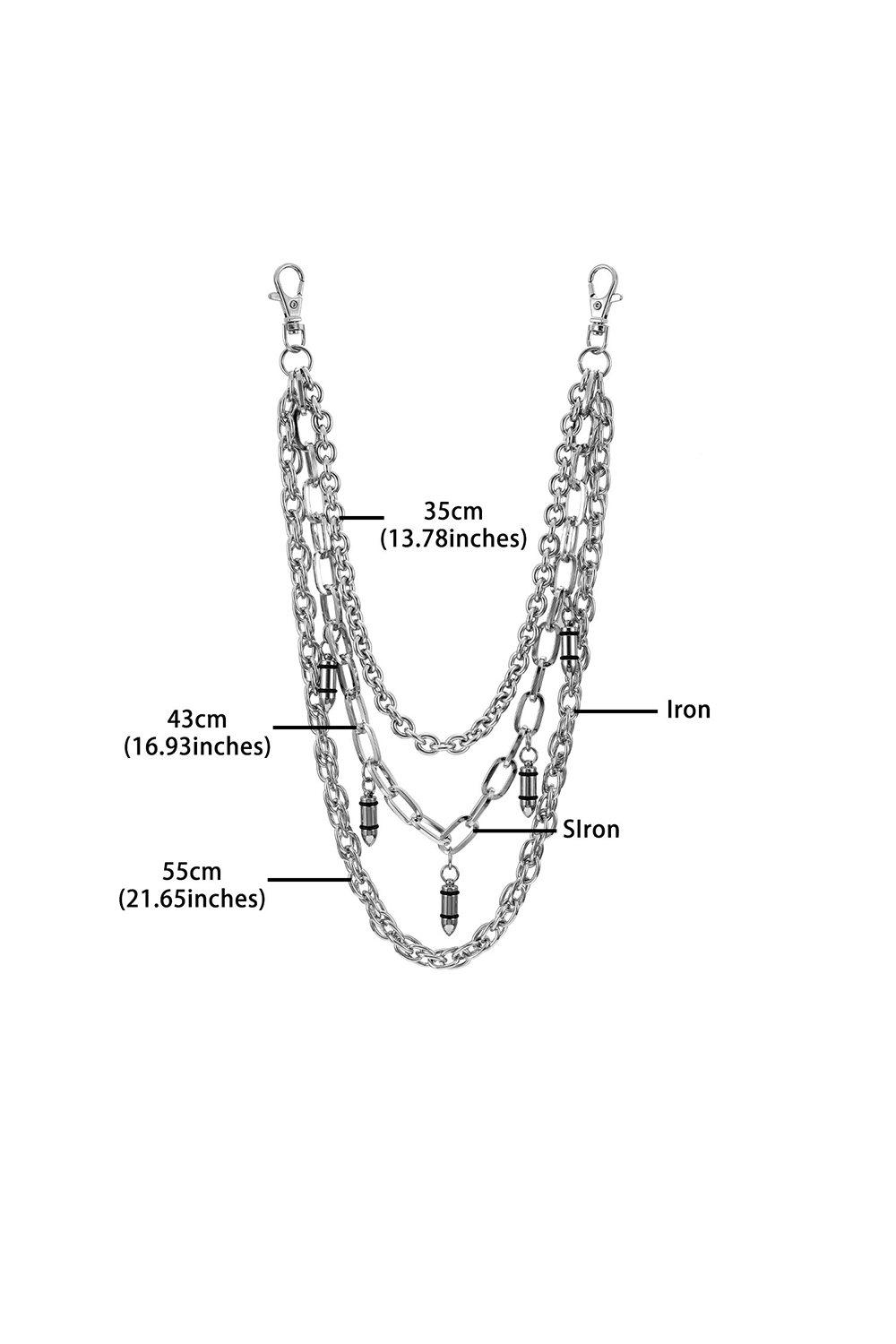 Hip Hop Waist Belt Chain Bullet-Shaped for Men