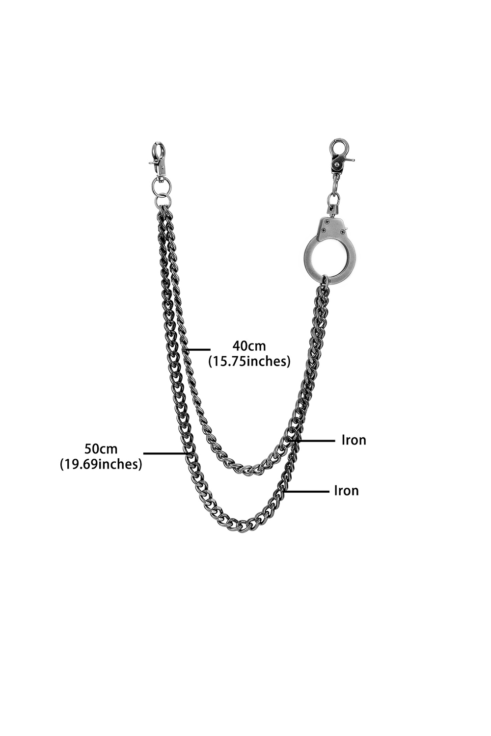 Hip Hop Waist Belt Chain Handcuffs for Men