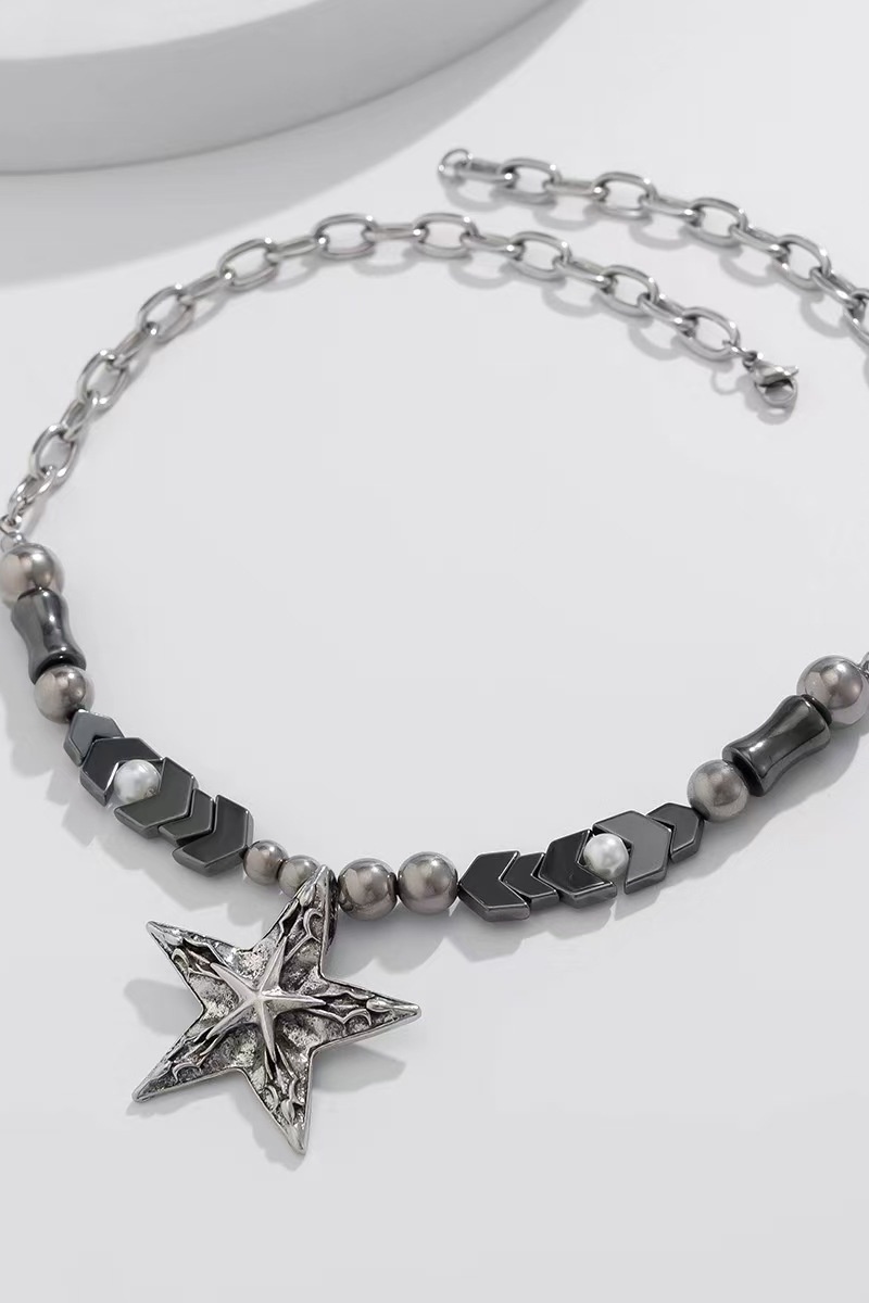 Vintage Gothic Hip Hop Punk Star Pendant Necklace for Men