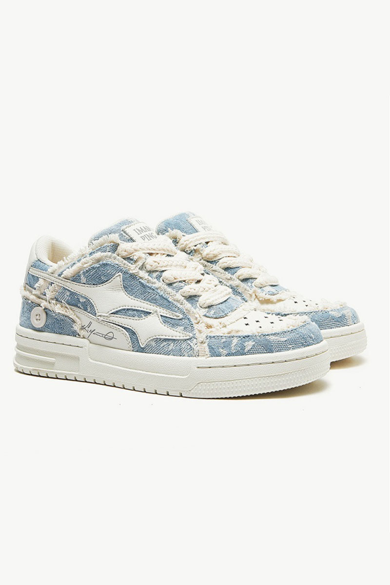 Cute Sneakers Walking Shoes Comfortable Denim Blue 