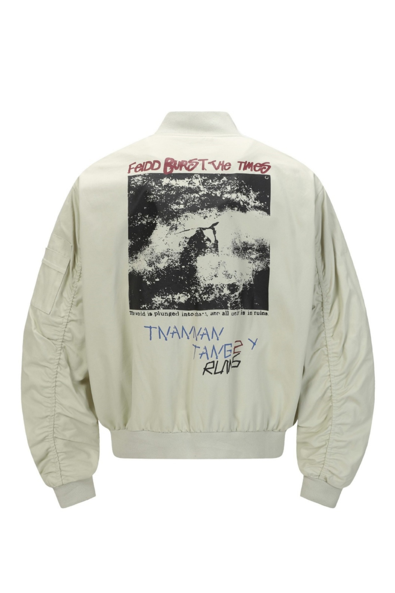 Bomber Jacket Black Graffiti Zip up Long Sleeve 