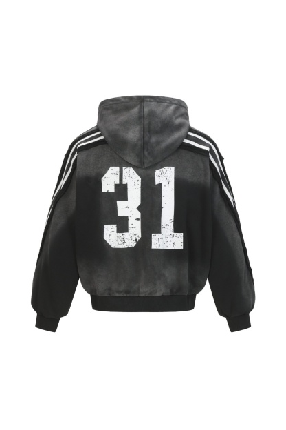 Hoodie Jacket Black Tie Dye Zip up Hoodie Long Sleeve 