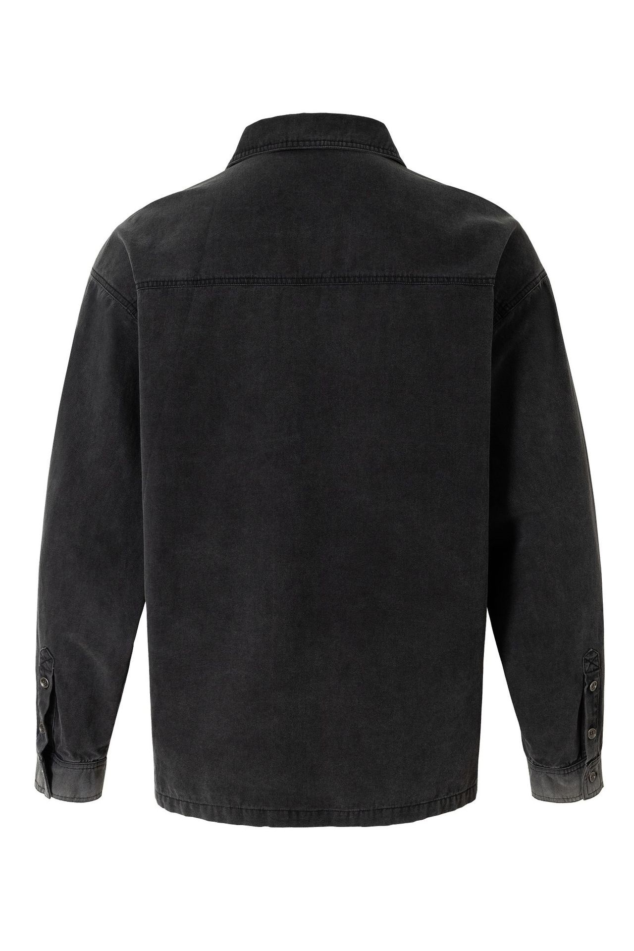 Graphic Jacket Black Stand Colloa Buttons Long Sleeve 
