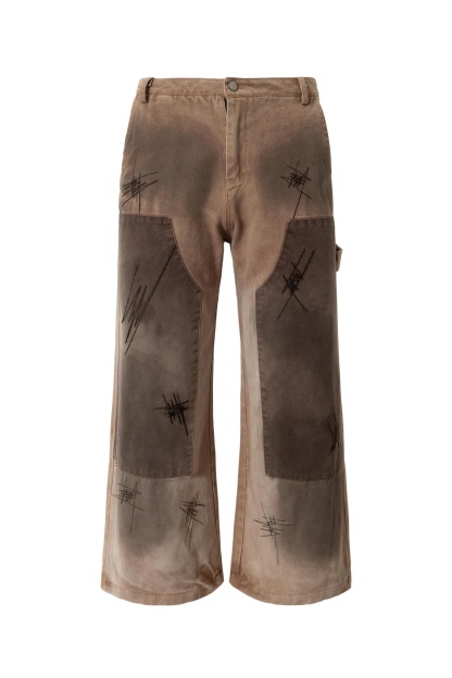 Cargo Pants Jeans Print Loose Wide-Leg Vintage Pants 
