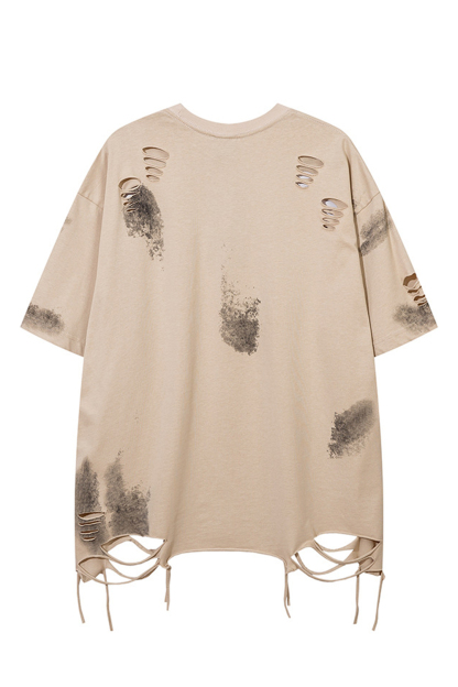 Letter Ripped Chain Vacation Street Tee For Men