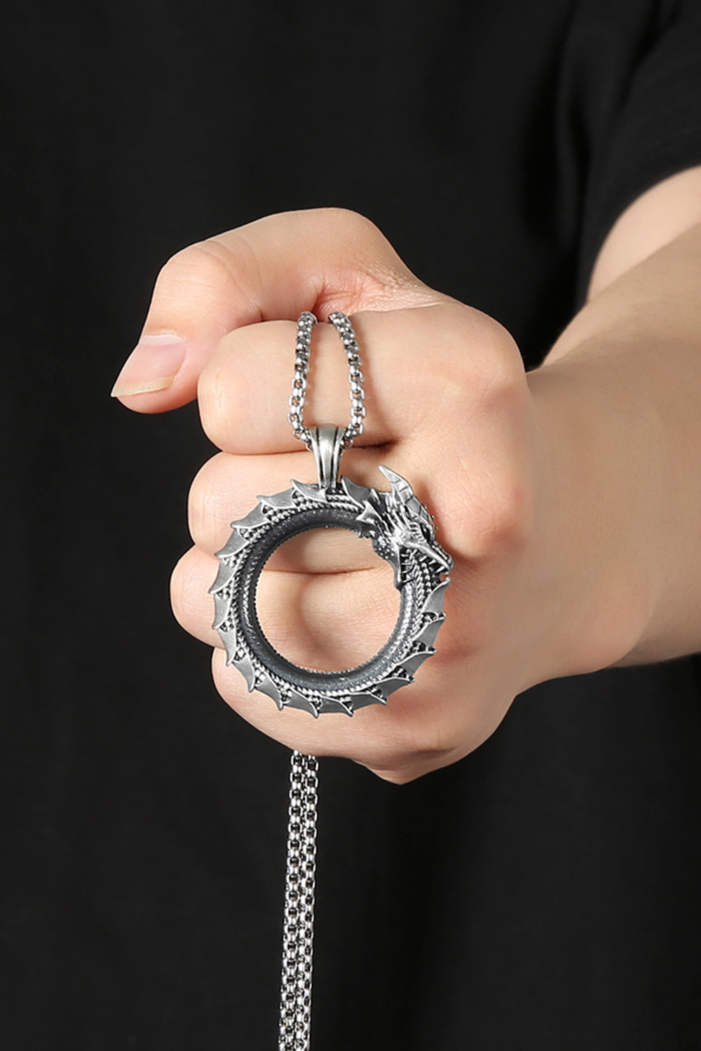 Vintage Gothic Hip Hop Punk Dragon Pendant Necklace for Men