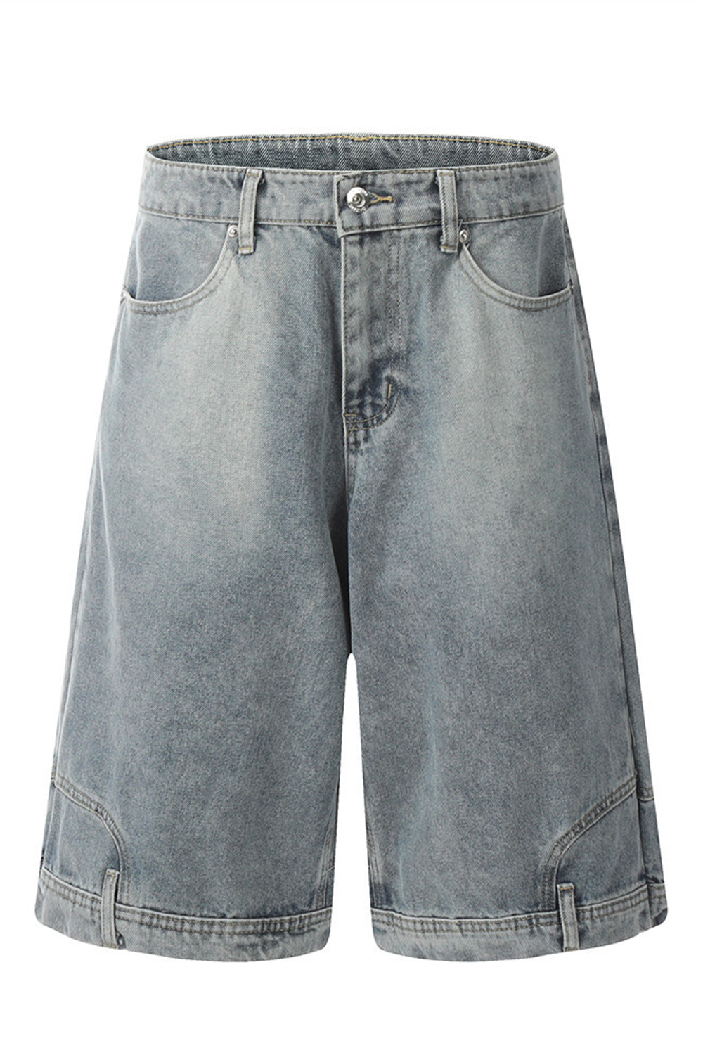Wash Denim Cargo Shorts Reverse Loose Men Knee Shorts