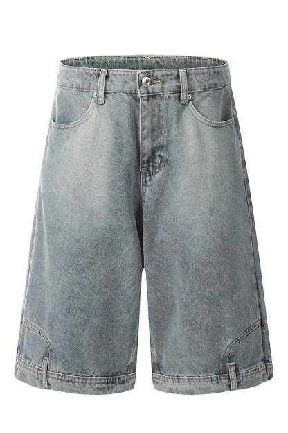 Wash Denim Cargo Shorts Reverse Loose Men Knee Shorts