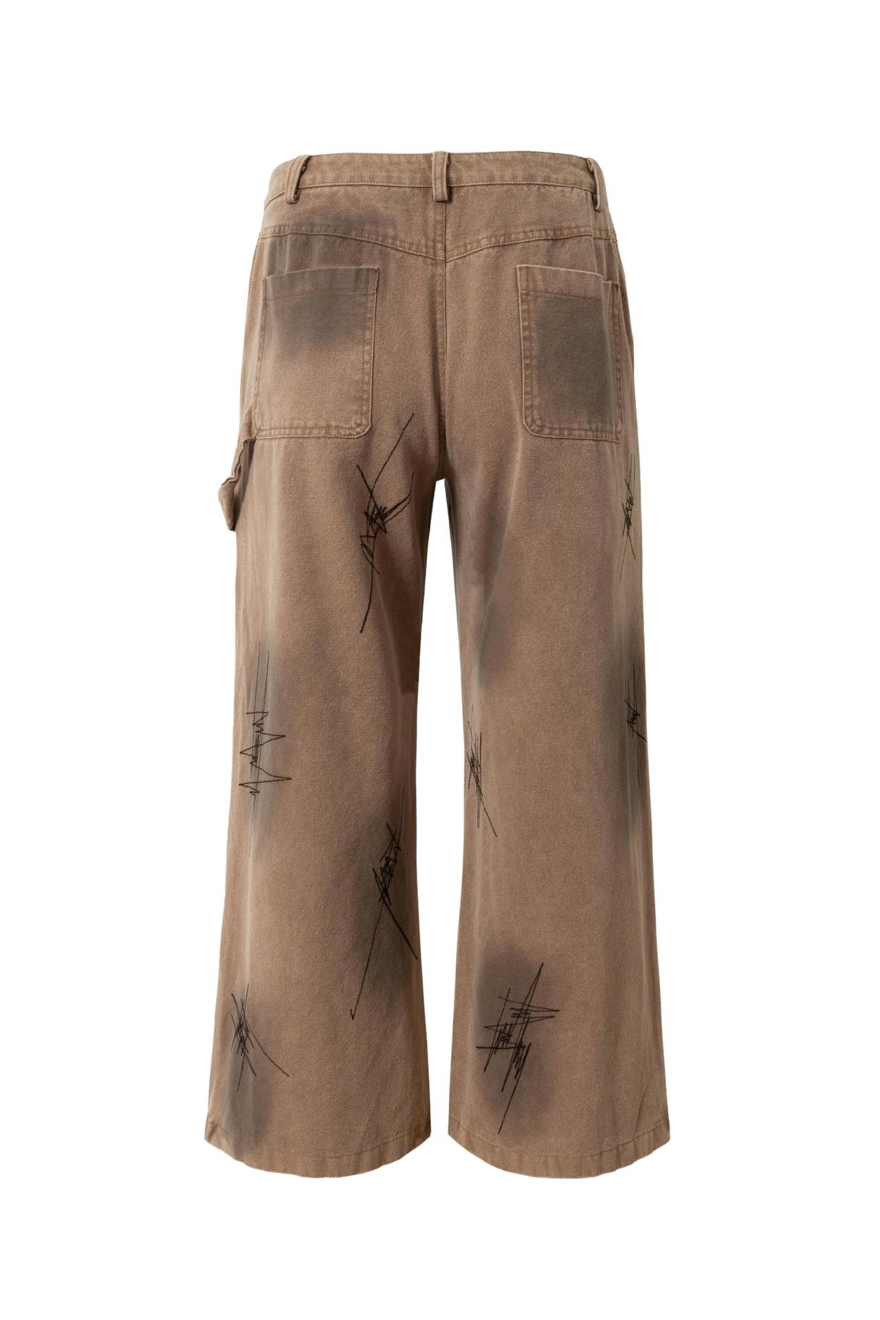 Cargo Pants Jeans Print Loose Wide-Leg Vintage Pants 
