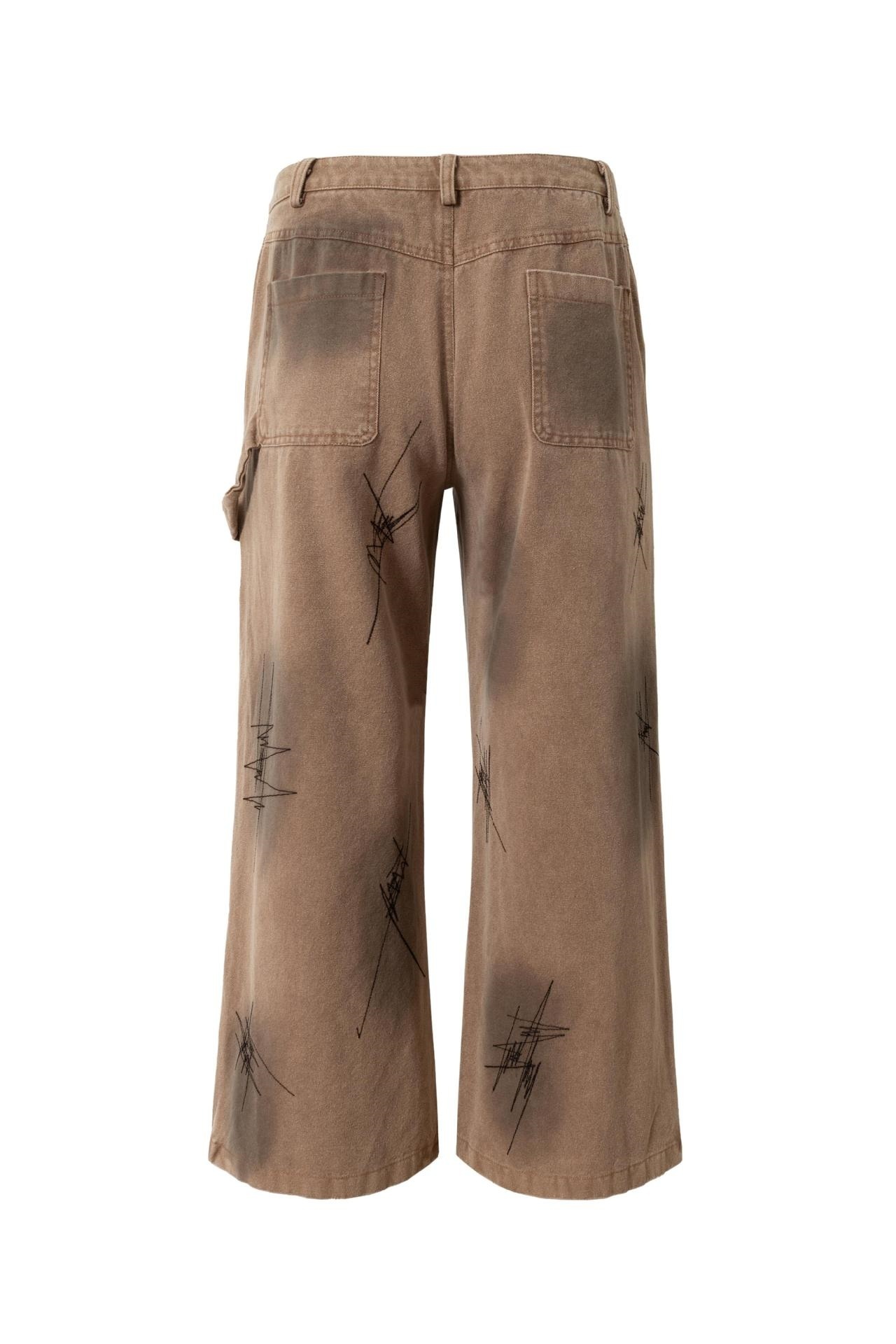 Cargo Pants Jeans Print Loose Wide-Leg Vintage Pants