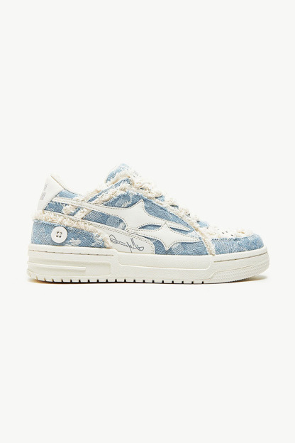 Cute Sneakers Walking Shoes Comfortable Denim Blue 