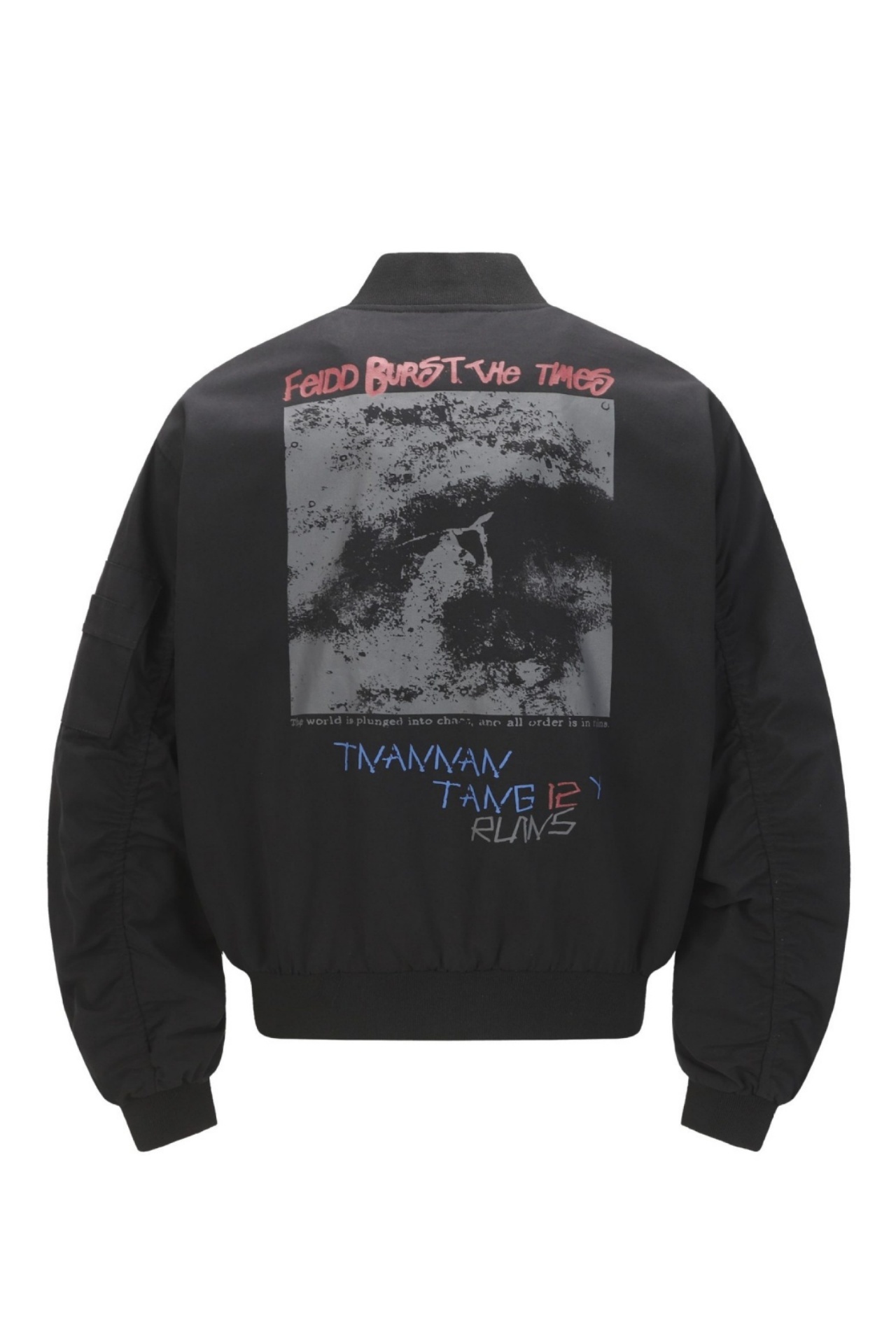 Bomber Jacket Black Graffiti Zip up Long Sleeve