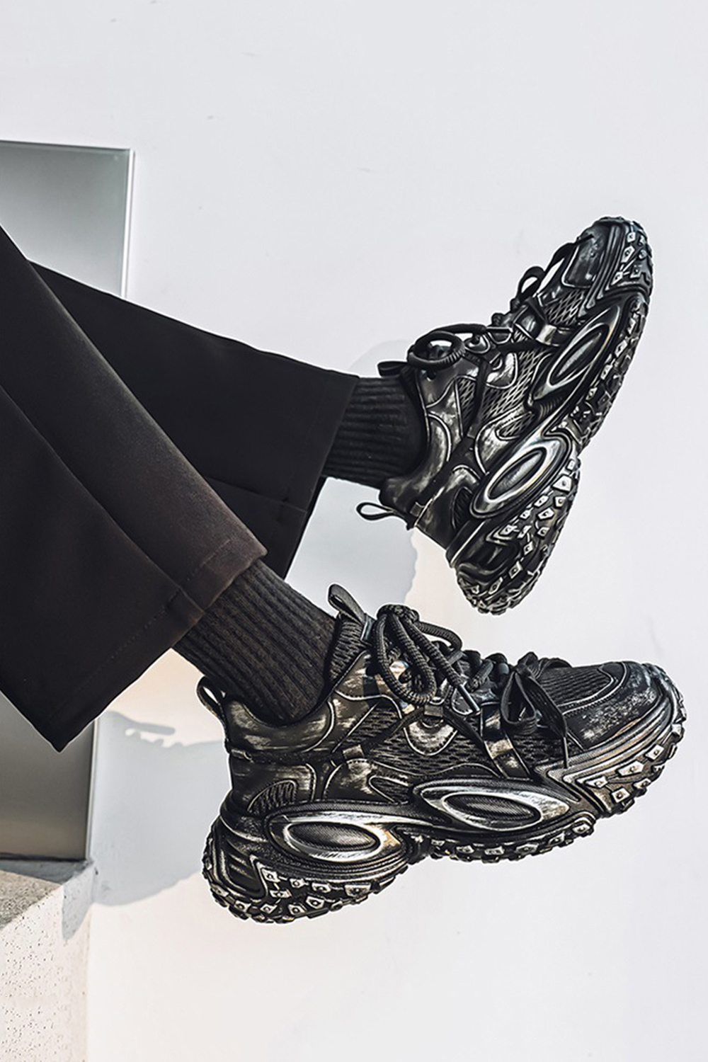 Tire Sole Clunky Sneaker Dirty Sports Damp Shoes for men