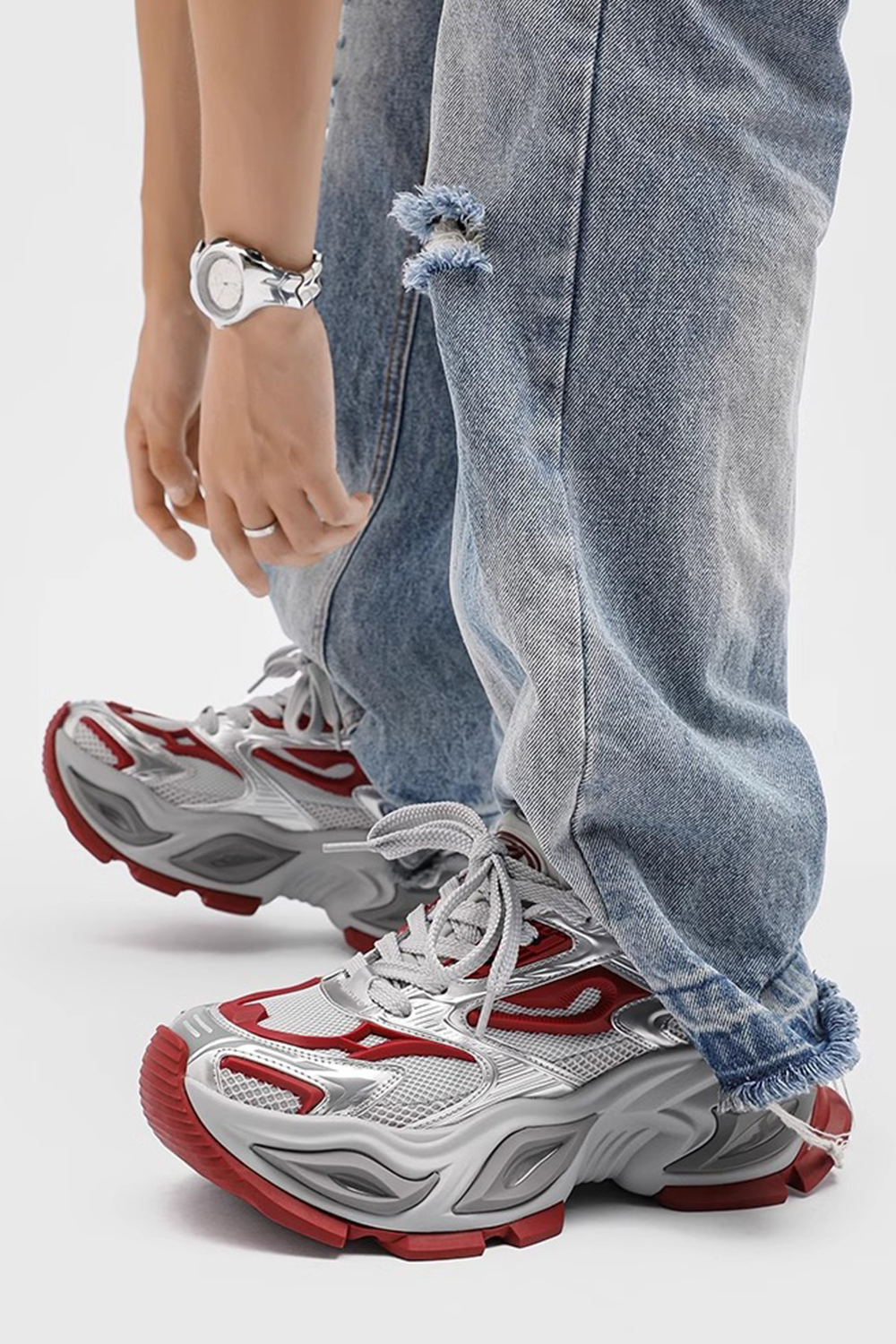 Tire Sole Clunky Sneaker Dirty Sports Damp Shoes for men
