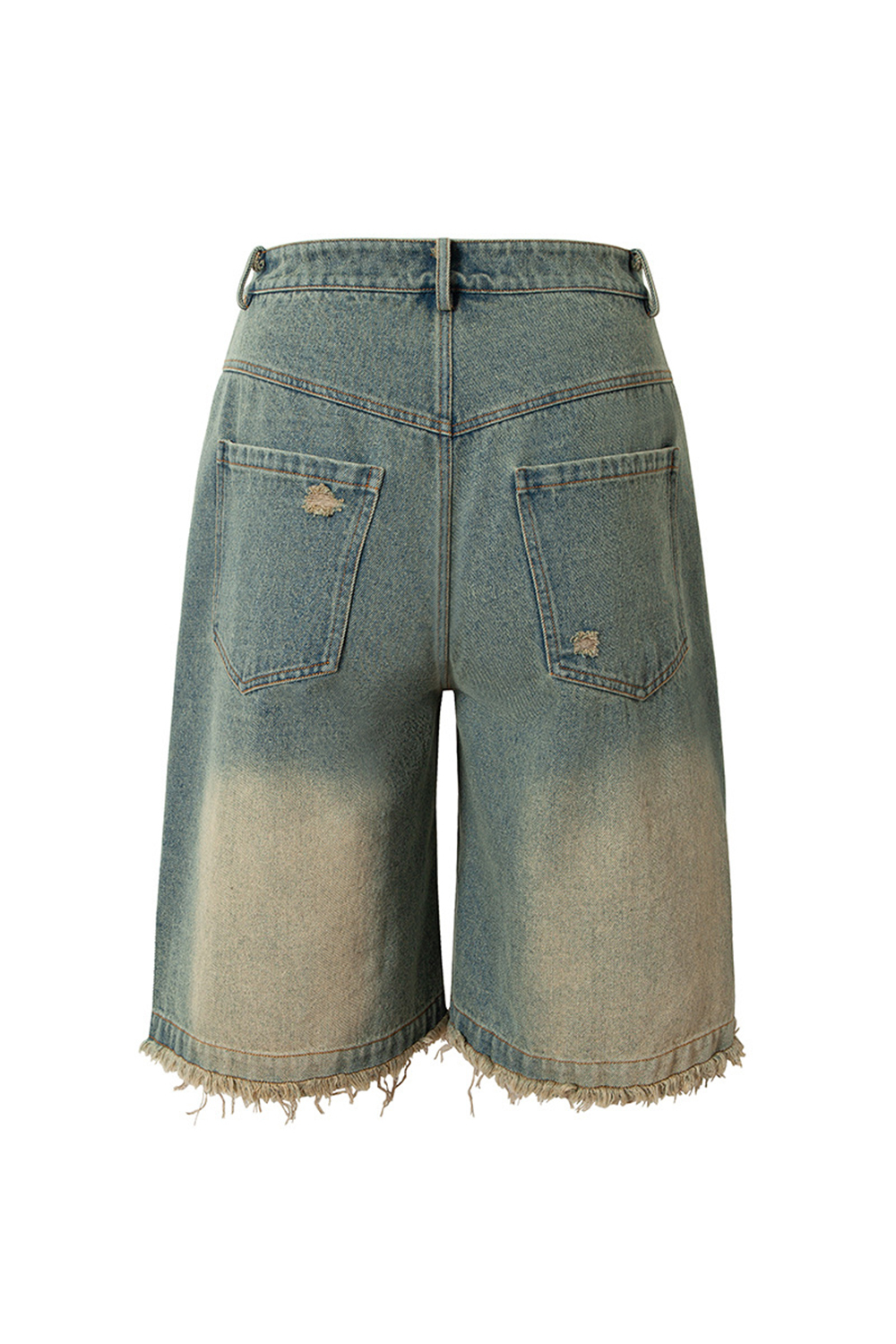 Wash Denim Dollar Print Shorts Loose Men Knee Shorts