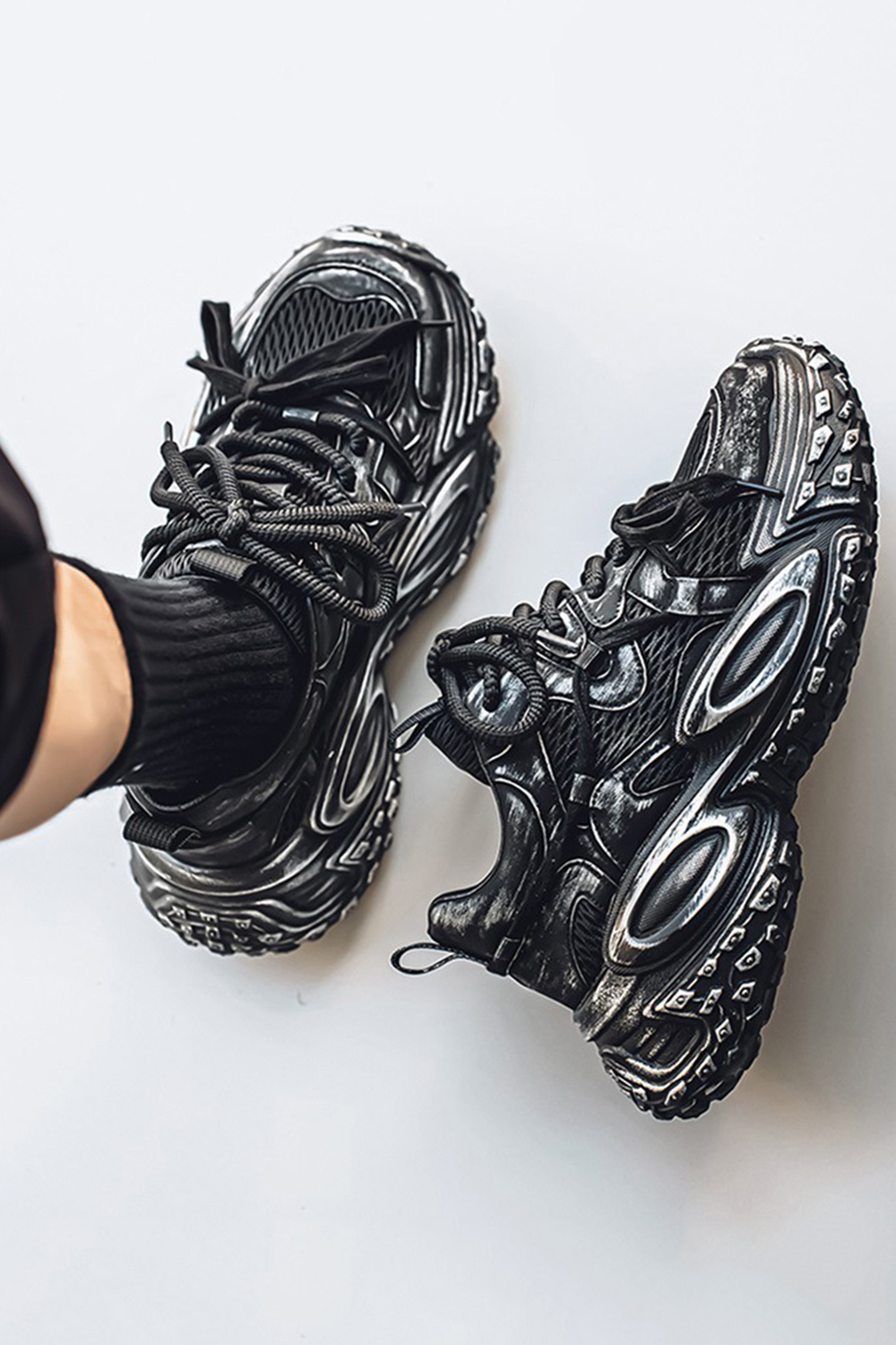 Tire Sole Clunky Sneaker Dirty Sports Damp Shoes for men