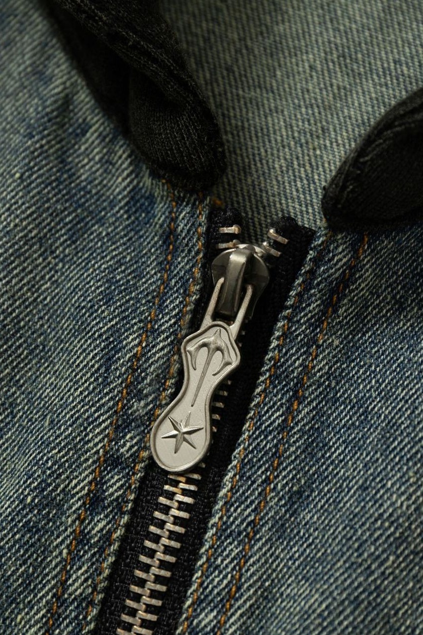 Demin Vest Jacket Blue Hoodie Zip up Sleeveless