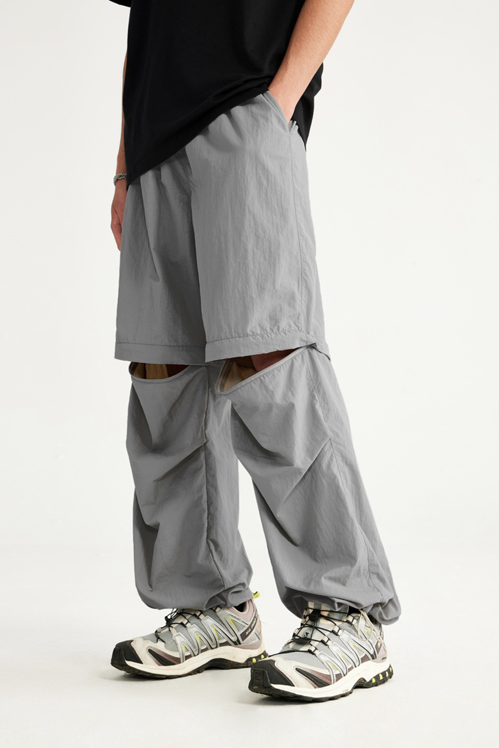 Zipper Chinos Wide-Leg Loose Men Pants