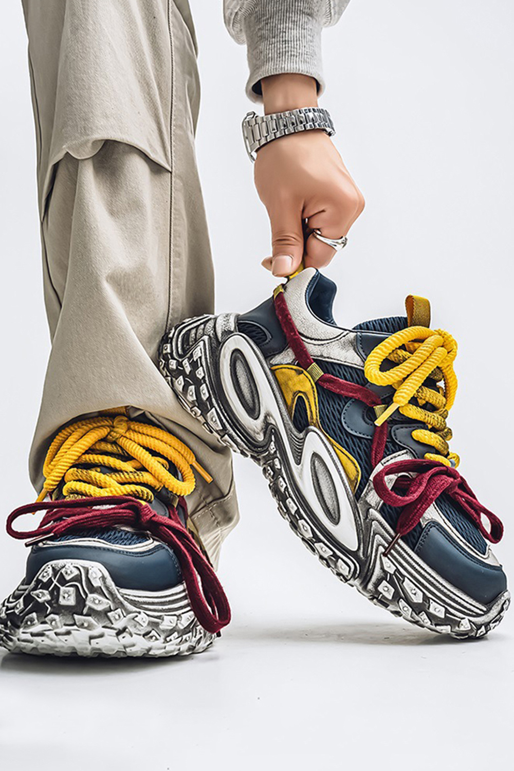 Tire Sole Clunky Sneaker Dirty Sports Damp Shoes for men