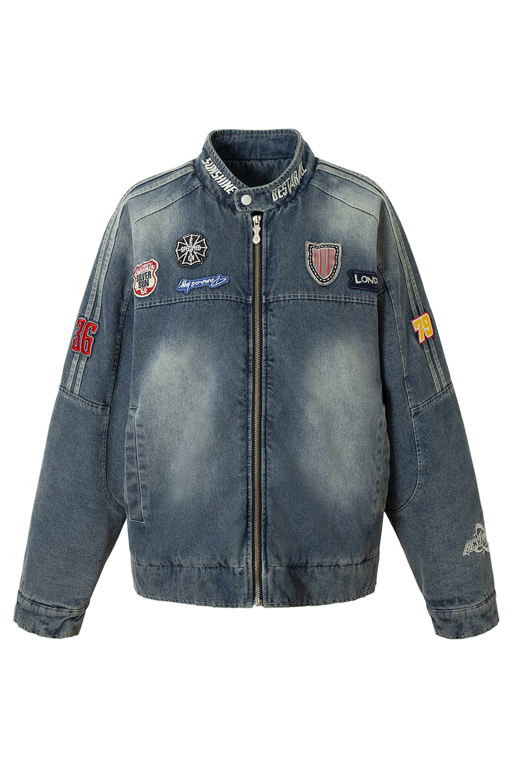 Winter Denim Shirt Jacket Blue Long Sleeve Coat