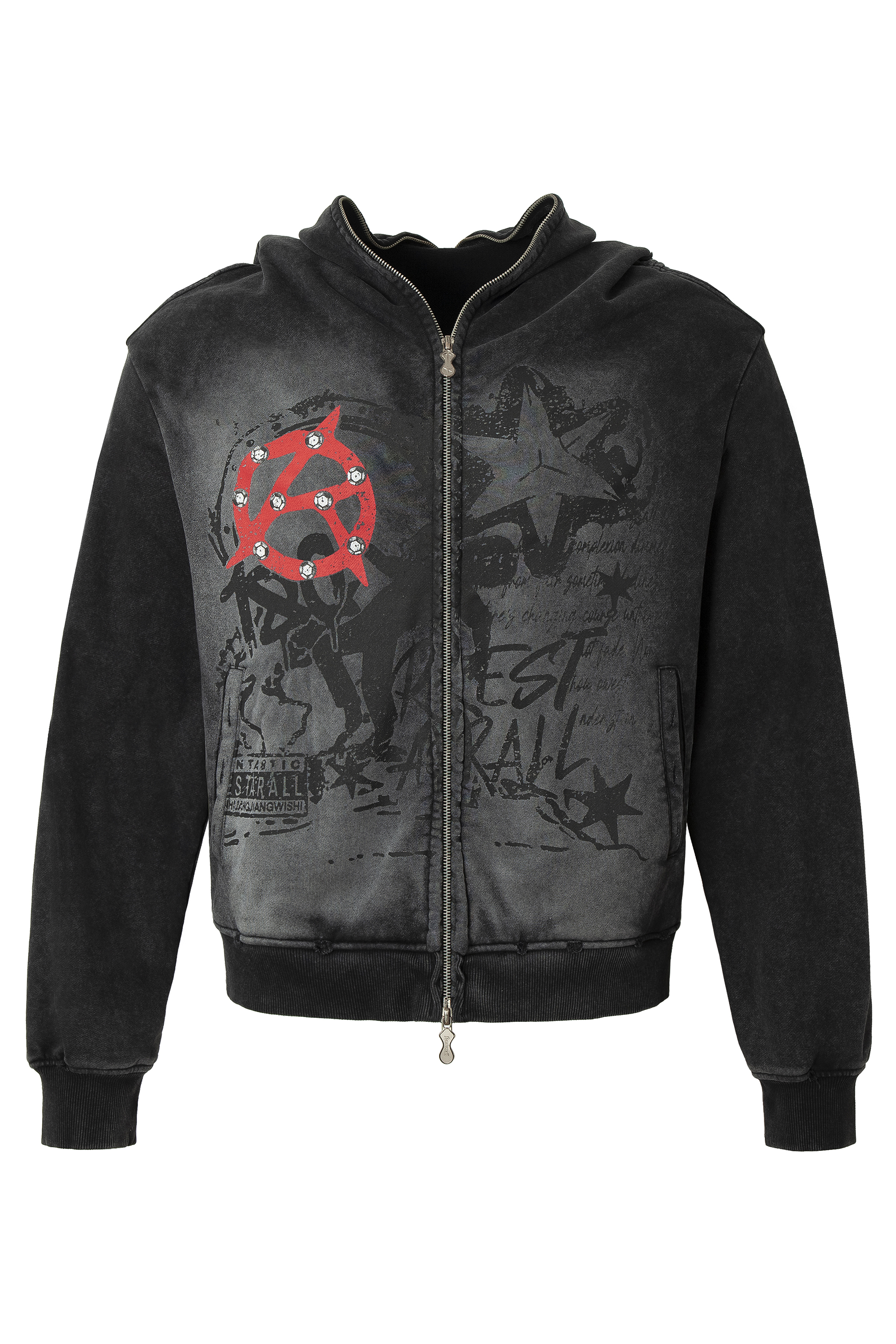 Hip Hop Punk Hoodie Jacket Gray Long Sleeve Coat