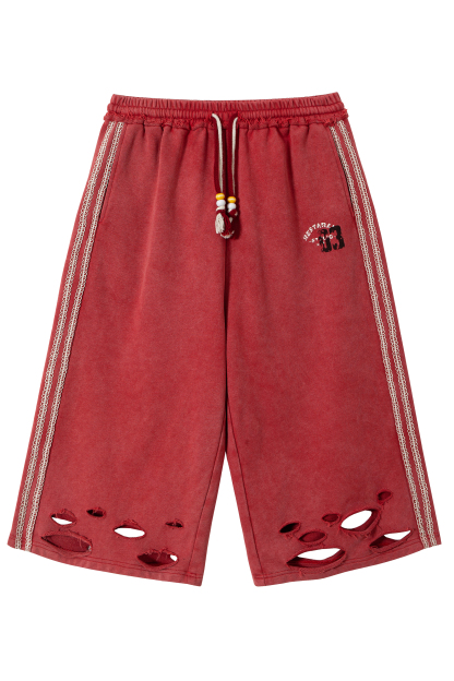 Sweat Shorts Strpe Loose Knee Sweatpants