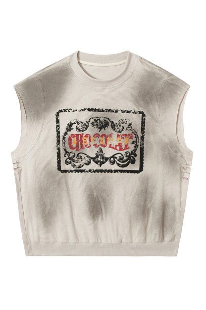 Tank Top Khaki Tie Dye Unisex Sleeveless Vest Top 