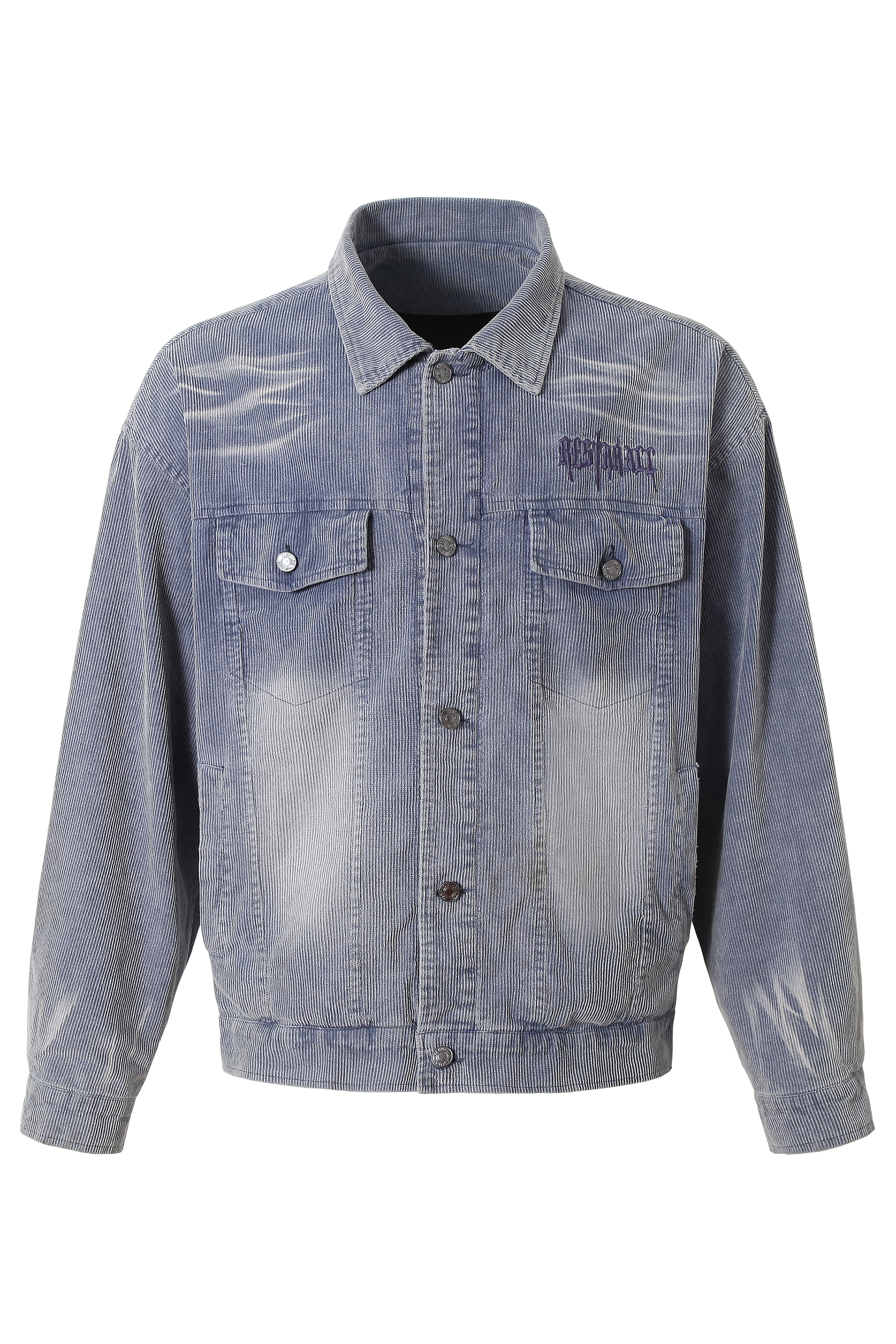 Washed Denim Jacket Blue Lapel Long Sleeve 