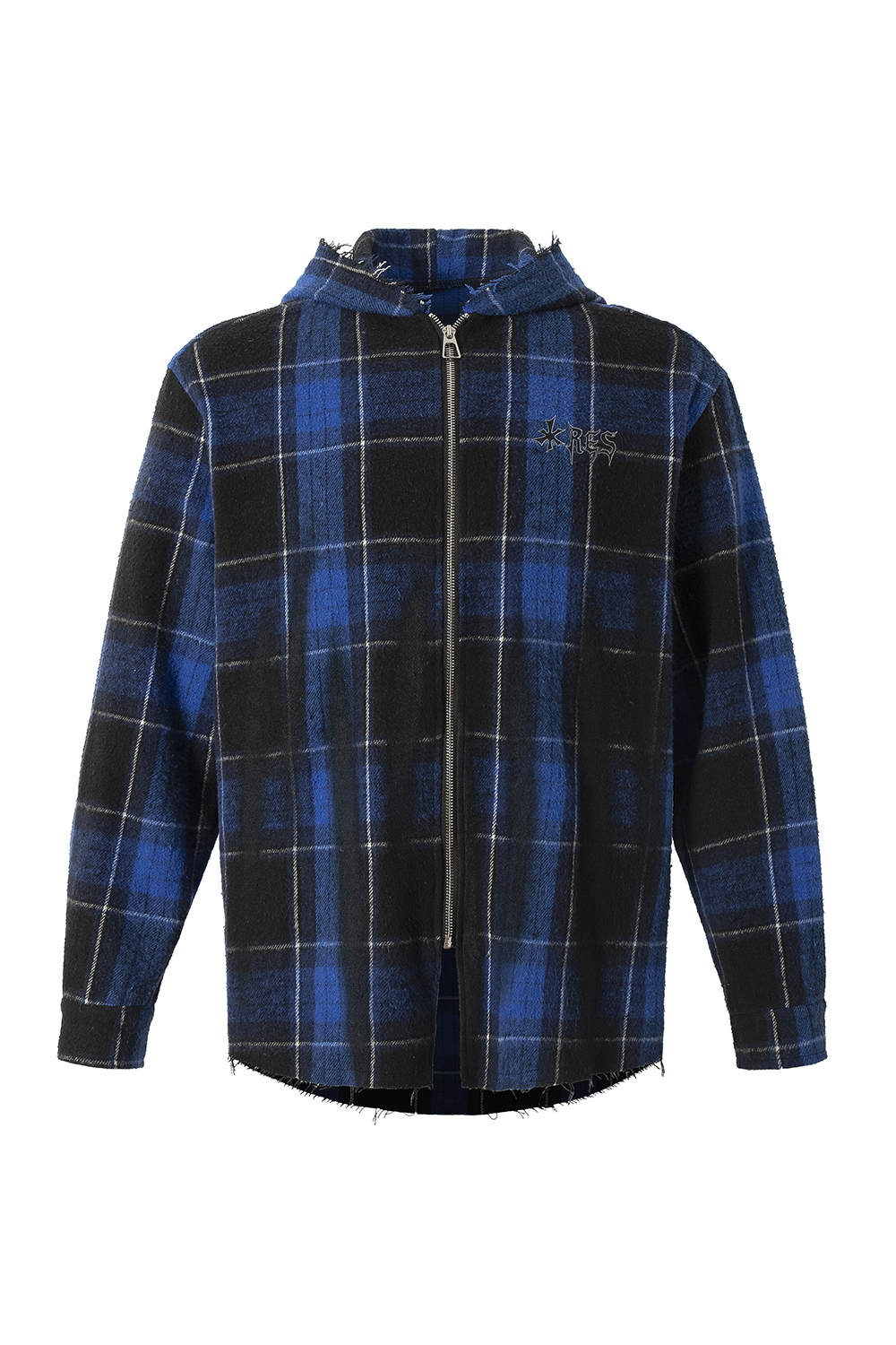 Hoodie Jacket Shirt Blue Plaid Unisex Gothic Long Sleeve Top 