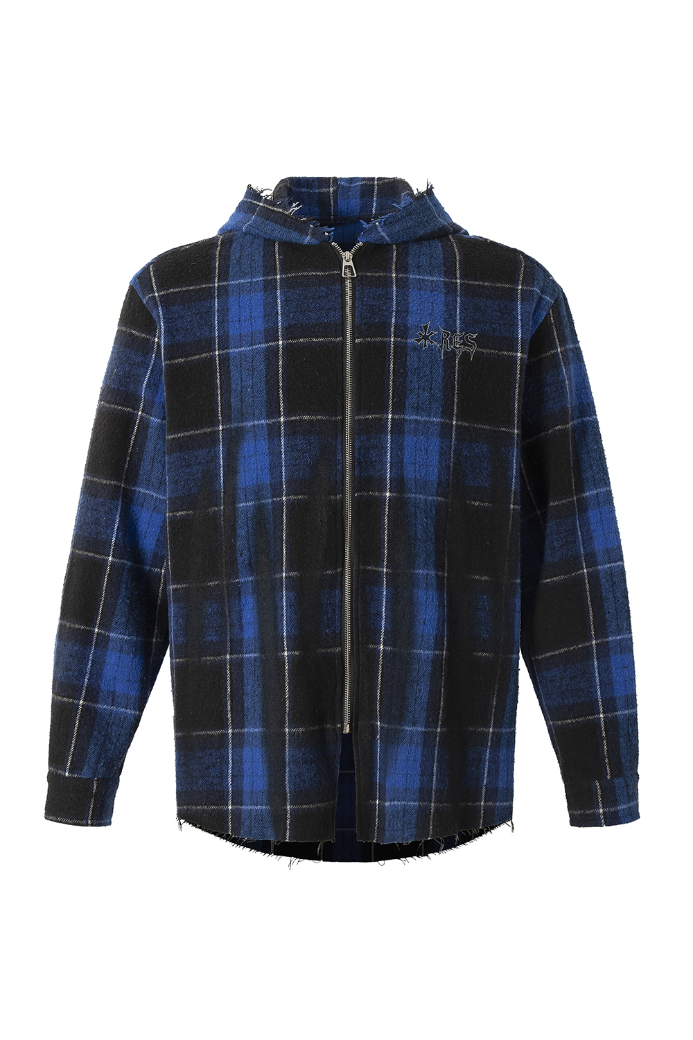 Hoodie Jacket Shirt Blue Plaid Unisex Gothic Long Sleeve Top