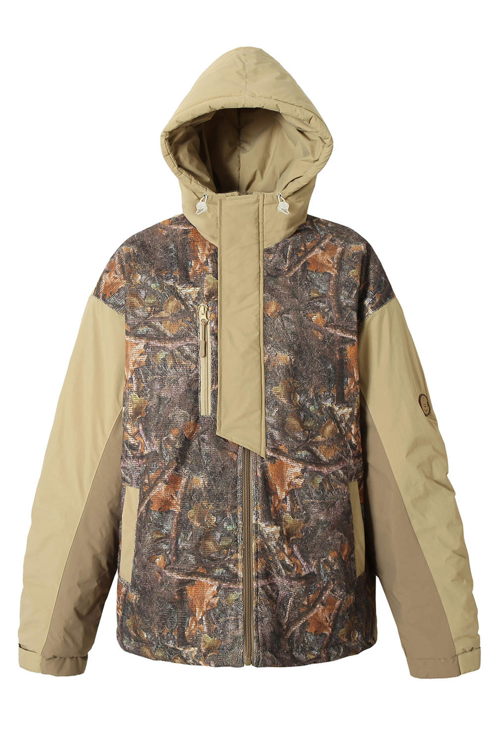 Hoodie Padded Green Camouflage Long Sleeve Coat