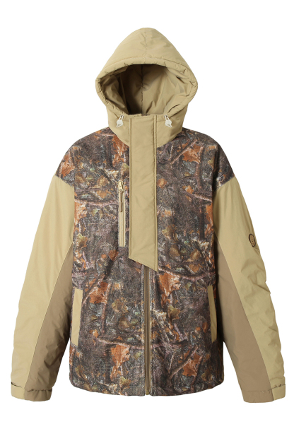 Hoodie Padded Green Camouflage Long Sleeve Coat